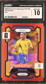 Ronaldo,  Panini, Prizm Monopoly FWC, 2026, #18, Red, CGC 10