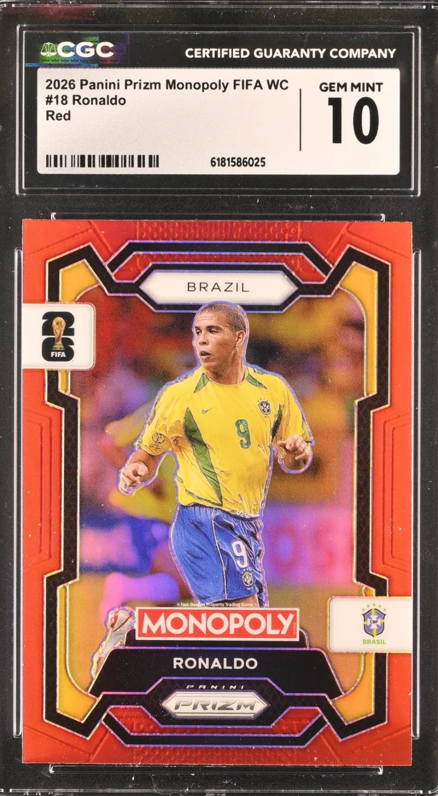 Ronaldo,  Panini, Prizm Monopoly FWC, 2026, #18, Red, CGC 10