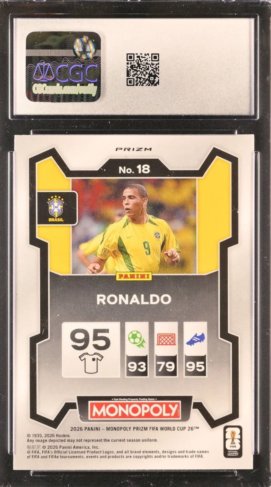 Ronaldo,  Panini, Prizm Monopoly FWC, 2026, #18, Red, CGC 10
