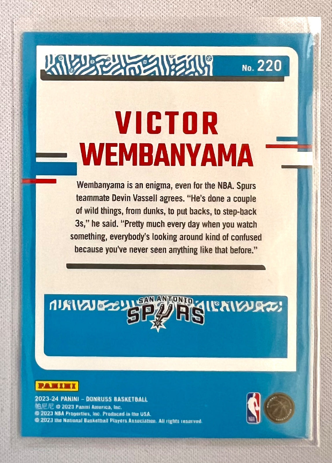 2023-24 Panini Donruss - Rated Rookie Victor Wembanyama #220 (RC)