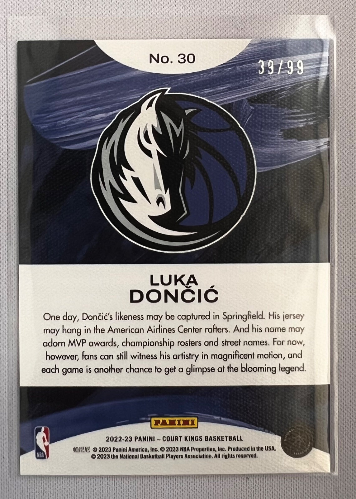 2022-23 Panini Court Kings Modern Strokes Amethyst /99 Luka Doncic #30