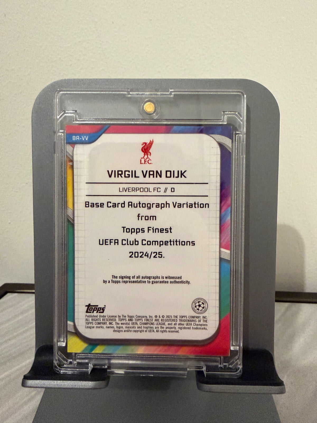 2023-24 Topps Finest UEFA Champions League Virgil van Dijk Gold Refractor Auto /50 ON-CARD