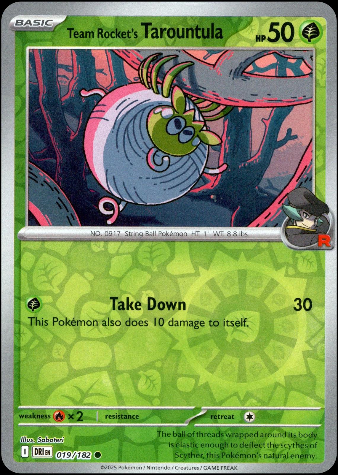 Team Rocket's Tarountula 019/182 · Reverse Holofoil (Destined Rivals)
