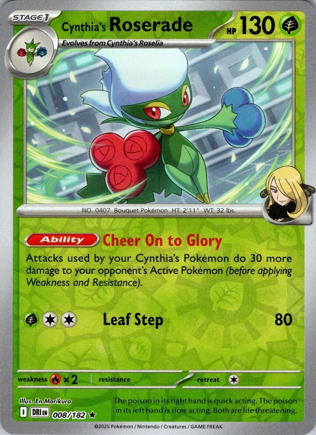 Cynthia's Roserade 008/182 · Reverse Holofoil (Destined Rivals)