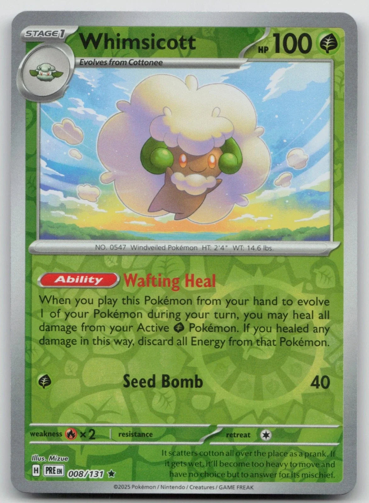 Whimsicott 008/131 · Reverse Holofoil (Prismatic Evolutions)