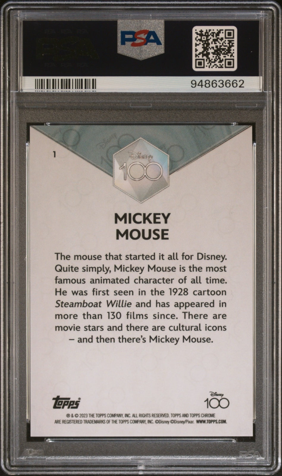 2023 TOPPS CHROME DISNEY100 #1 MICKEY MOUSE