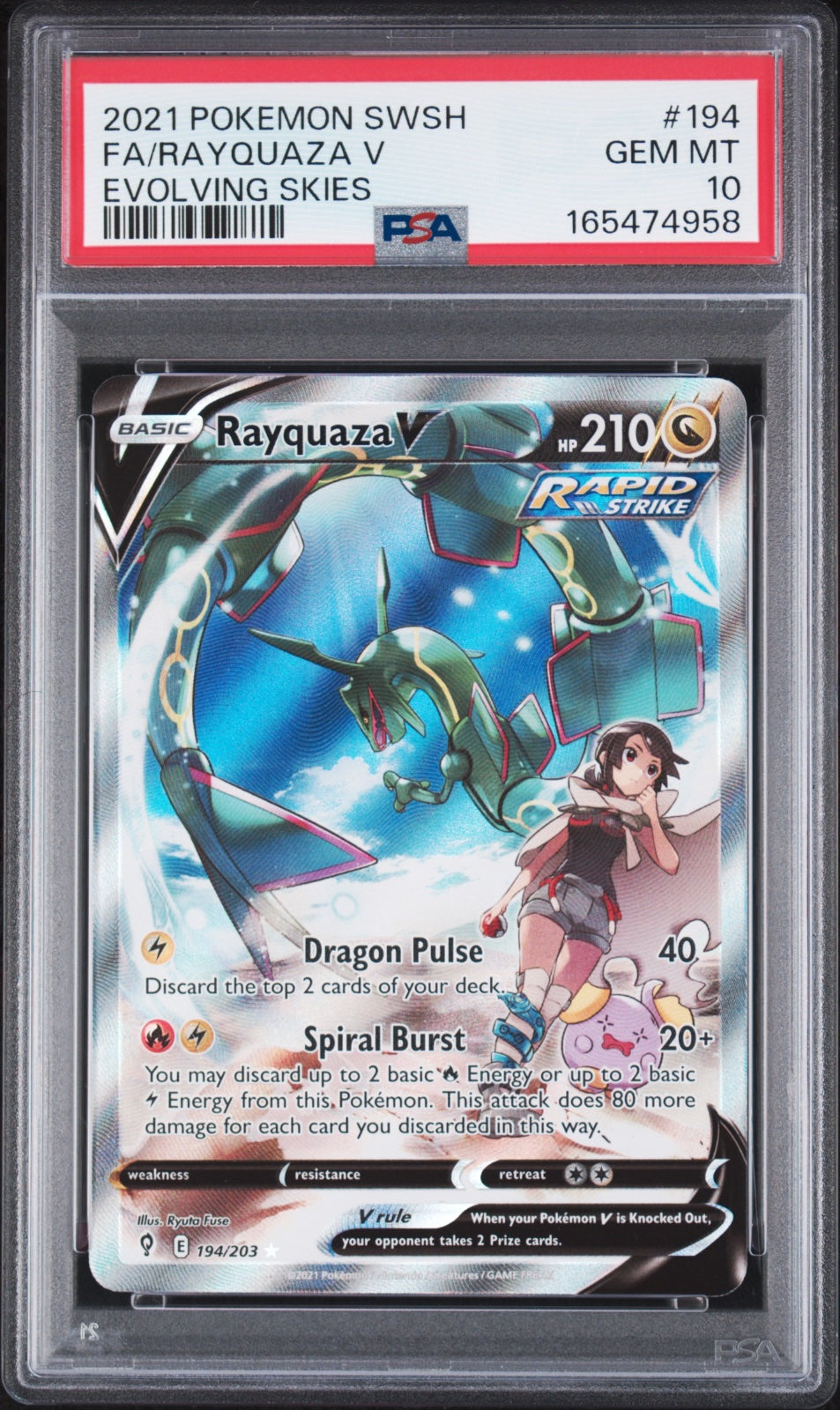 Rayquaza V (Alternate Full Art) 194/203 (Evolving Skies) — PSA 10