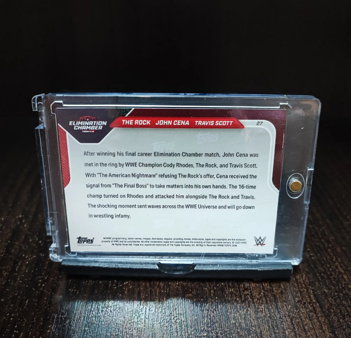 John Cena 2025 Topps WWE Elimination Chamber - The Rock John Cena Travis Scott - Card #27
