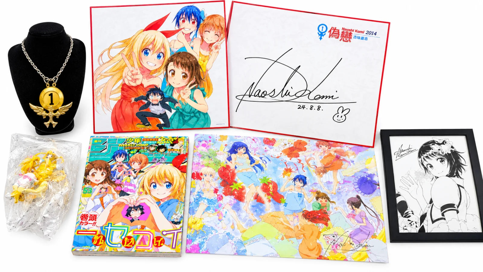 Nisekoi Collection (Manga + Figures + Necklace + Signed Drawings + Excluisive Shikishi) ( S\N 001 )