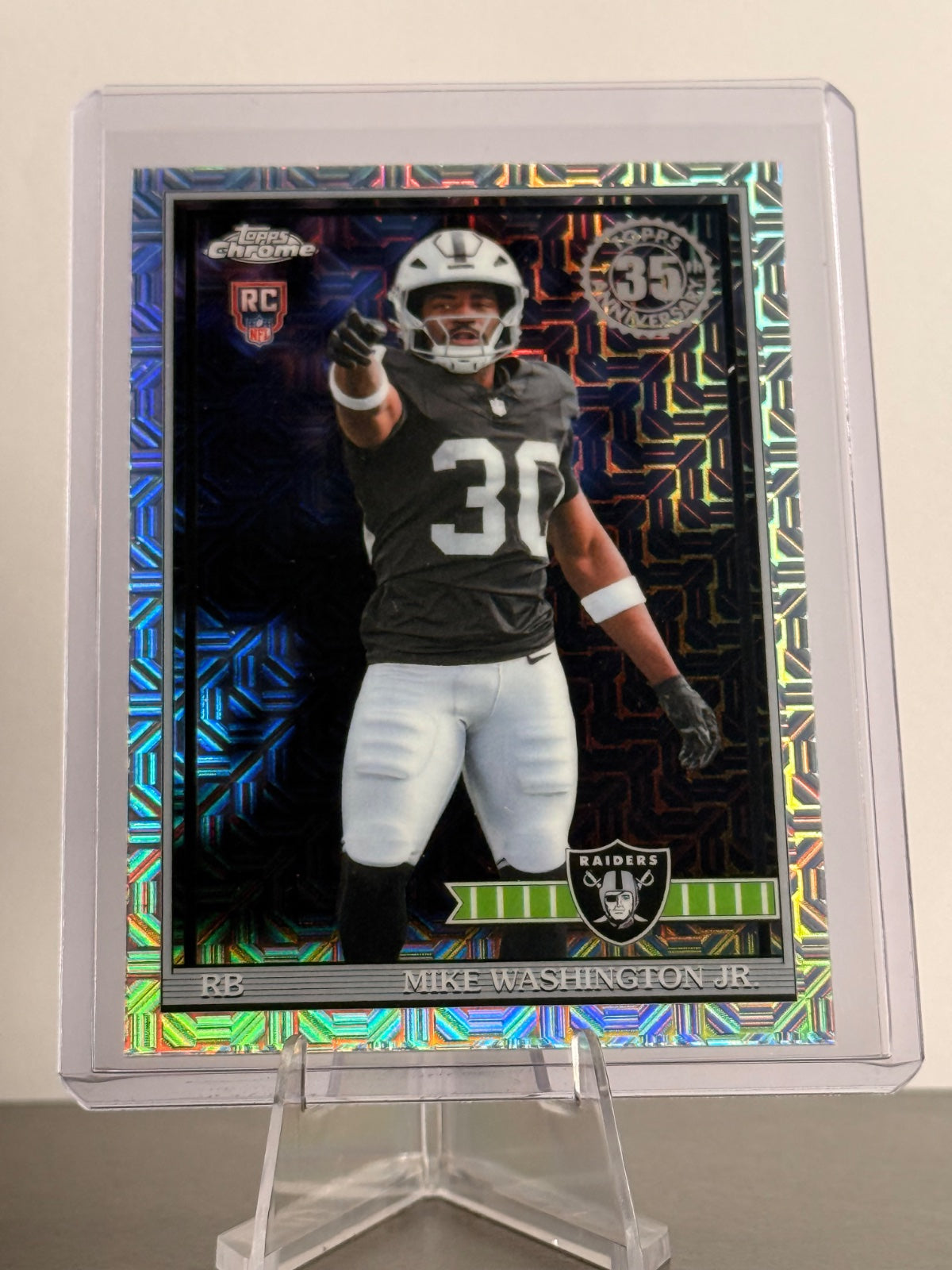 2026 Topps Chrome Mike Washington Jr. RC – 35th Anniversary Refractor – Raiders