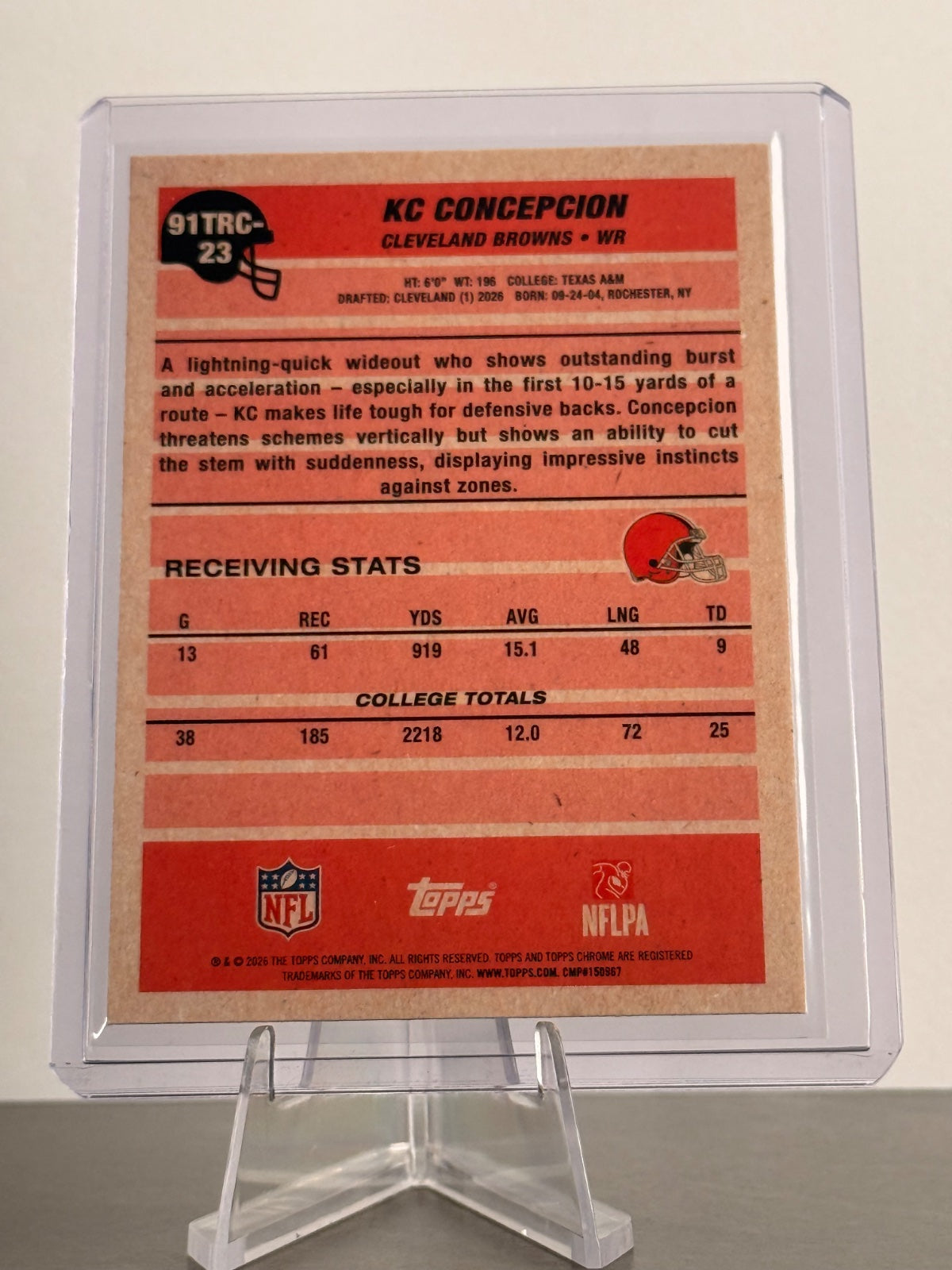 2026 Topps Chrome KC Concepcion RC #91TRC-23 – 35th Anniversary Refractor – Browns