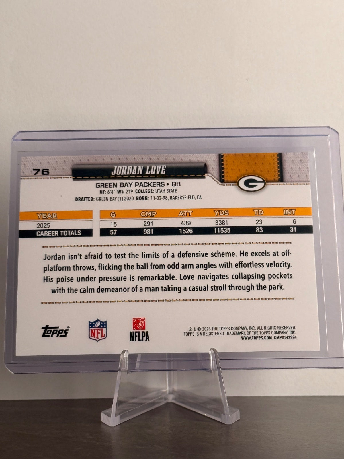 2026 Topps Jordan Love #76 Football Foil – Green Bay Packers