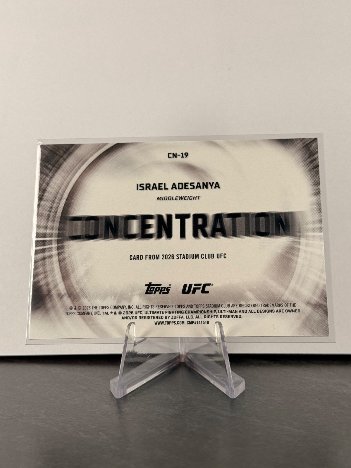 2026 Topps Stadium Club UFC Israel Adesanya Concentration #CN-19