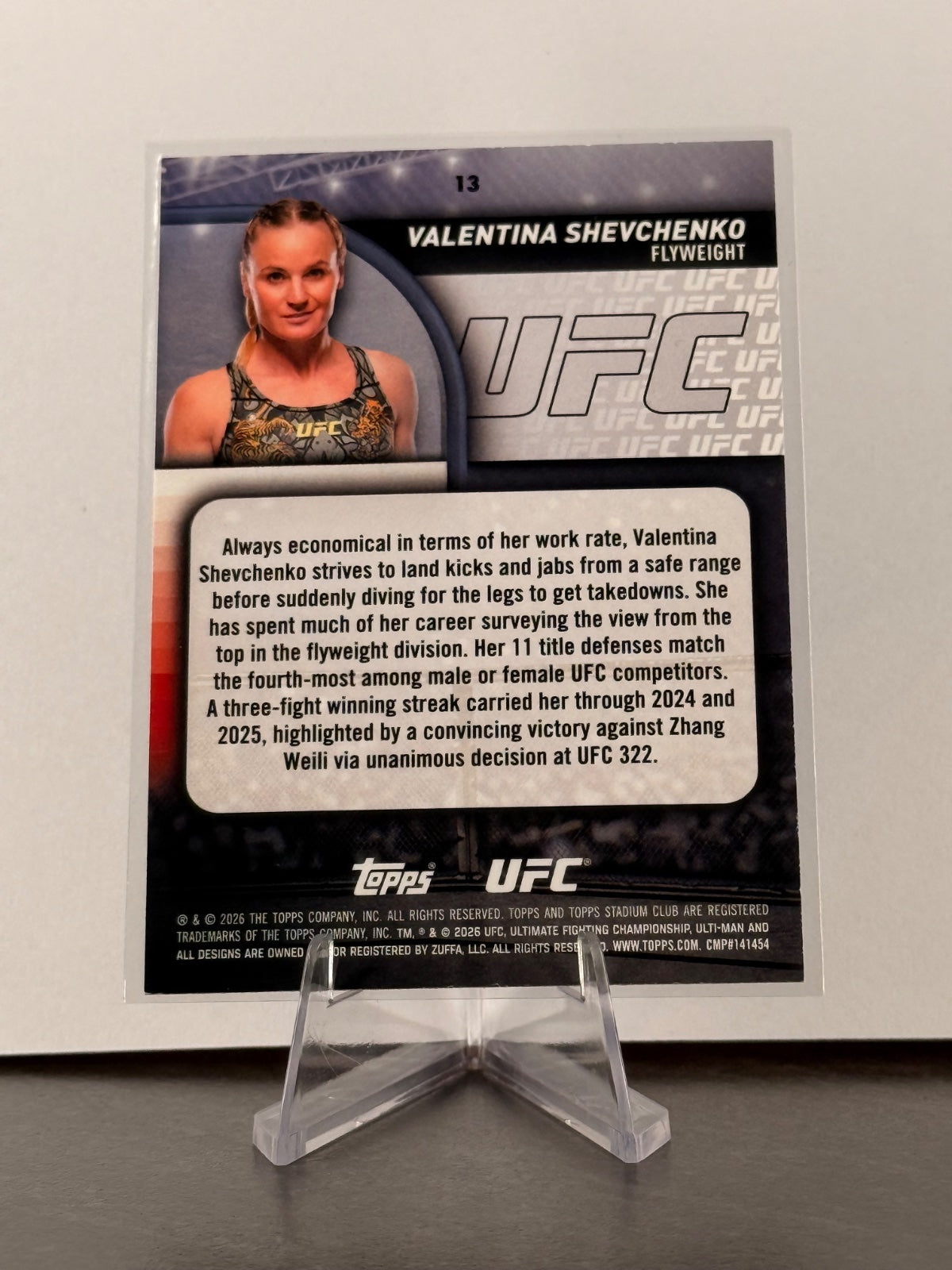 2026 Topps Stadium Club UFC Valentina Shevchenko #13 – Flyweight