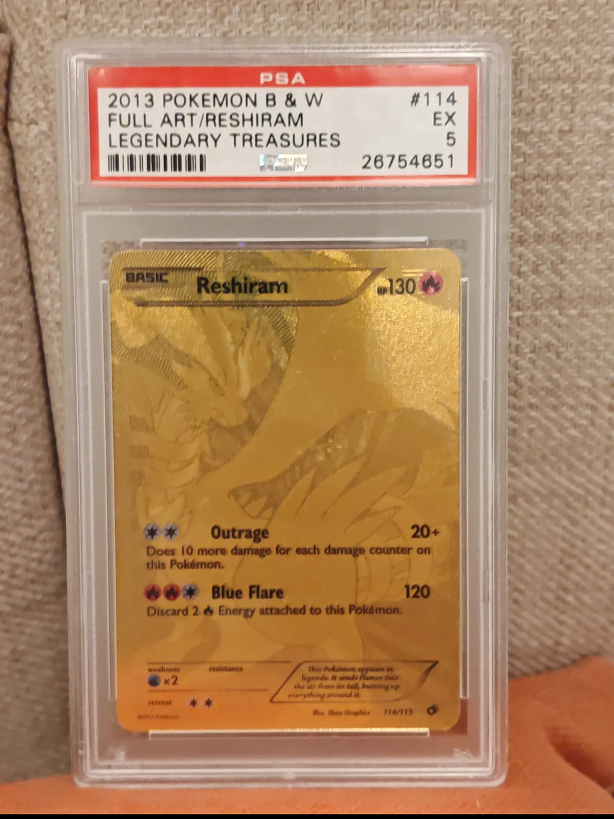 Reshiram (114 Full Art Secret Rare) (Legendary Treasures) — PSA 5