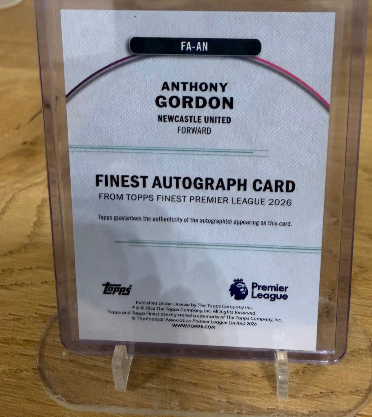 Topps finest Anthony Gordon auto /75