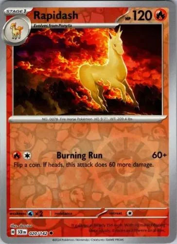 Rapidash 020/142 · Reverse Holofoil (Stellar Crown)