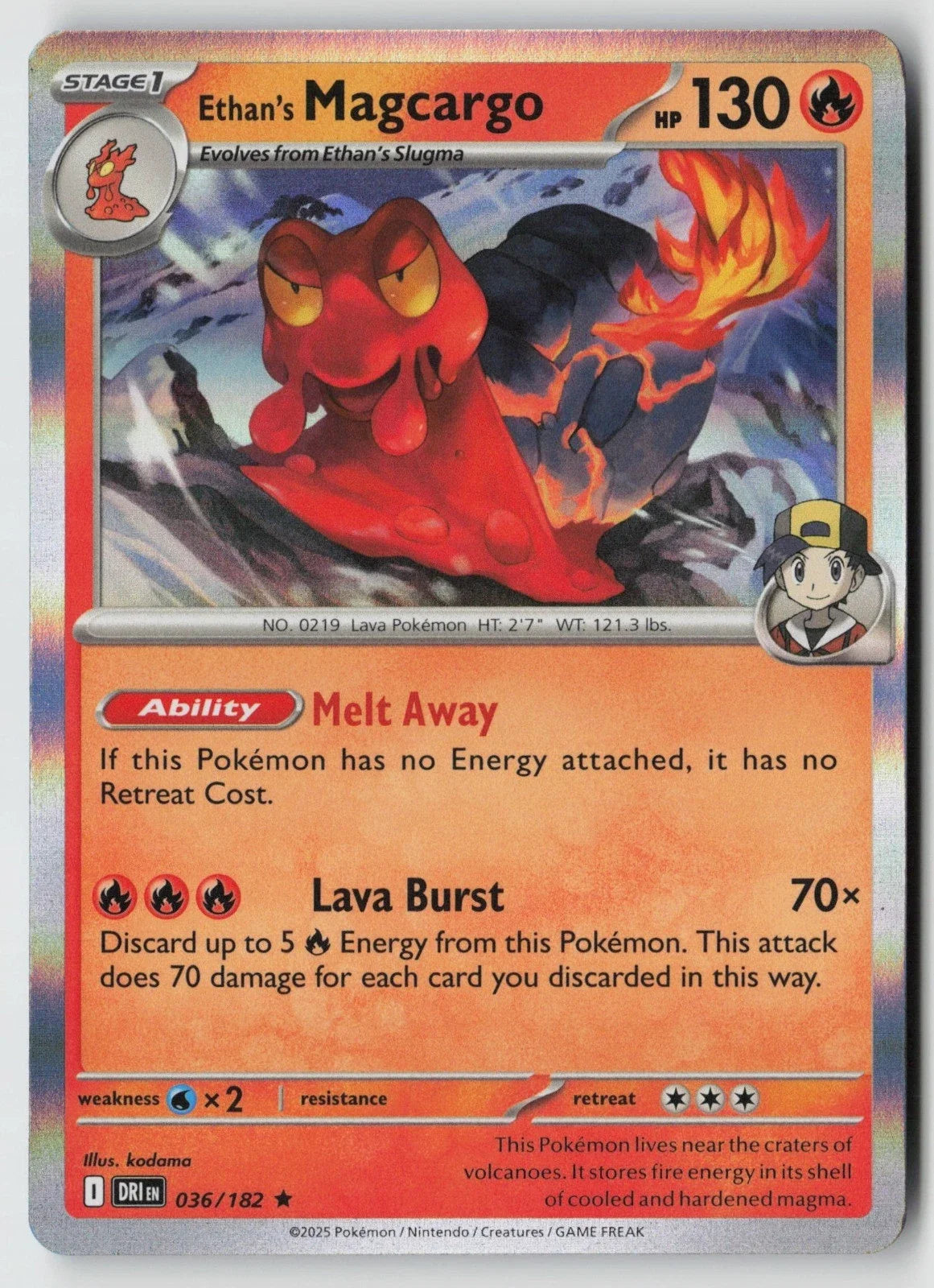 Ethan's Magcargo 036/182 · Holofoil (Destined Rivals)
