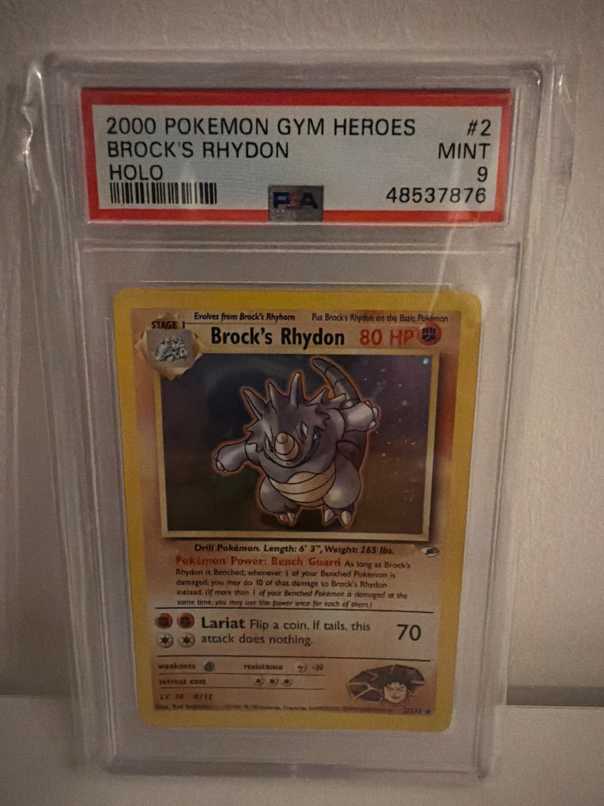 Brock's Rhydon 2 · Unlimited Holofoil (Gym Heroes) — PSA 9