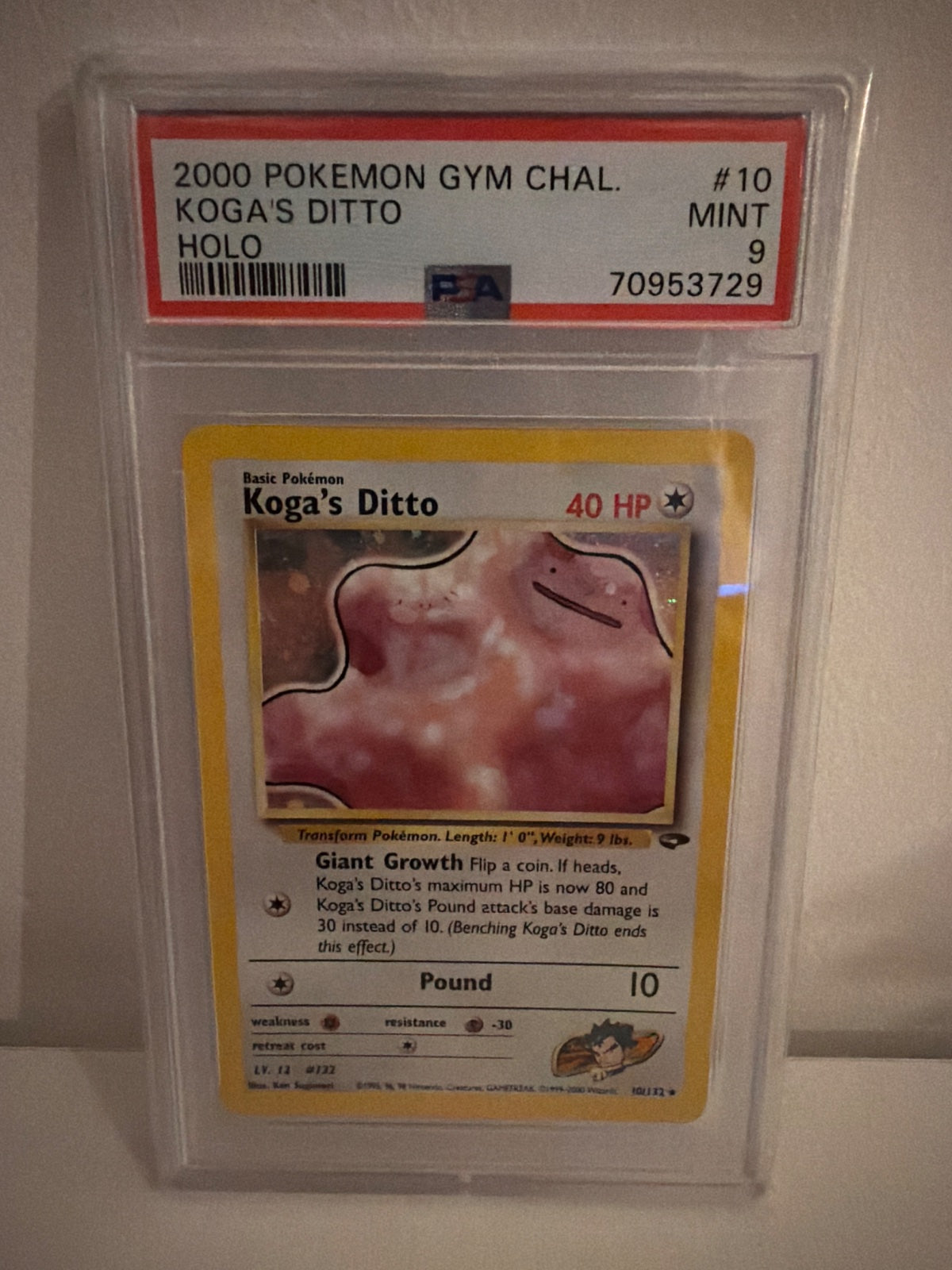 Koga's Ditto 10 · Unlimited Holofoil (Gym Challenge) — PSA 9