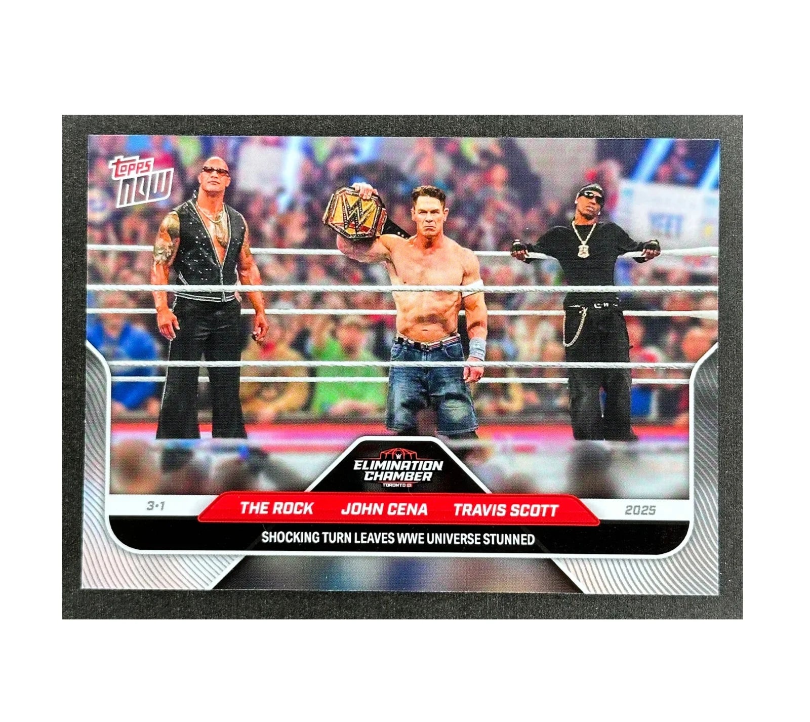 John Cena 2025 Topps WWE Elimination Chamber - The Rock John Cena Travis Scott - Card #27