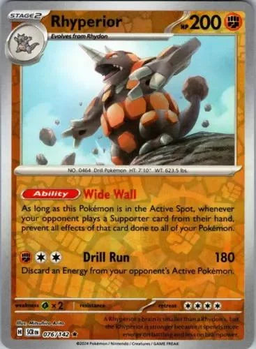 Rhyperior 076/142 · Reverse Holofoil (Stellar Crown)