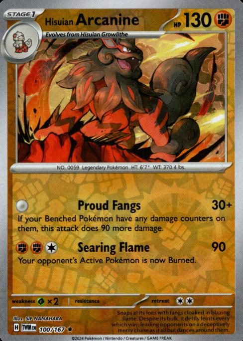 Hisuian Arcanine 100/167 · Reverse Holofoil (Twilight Masquerade)