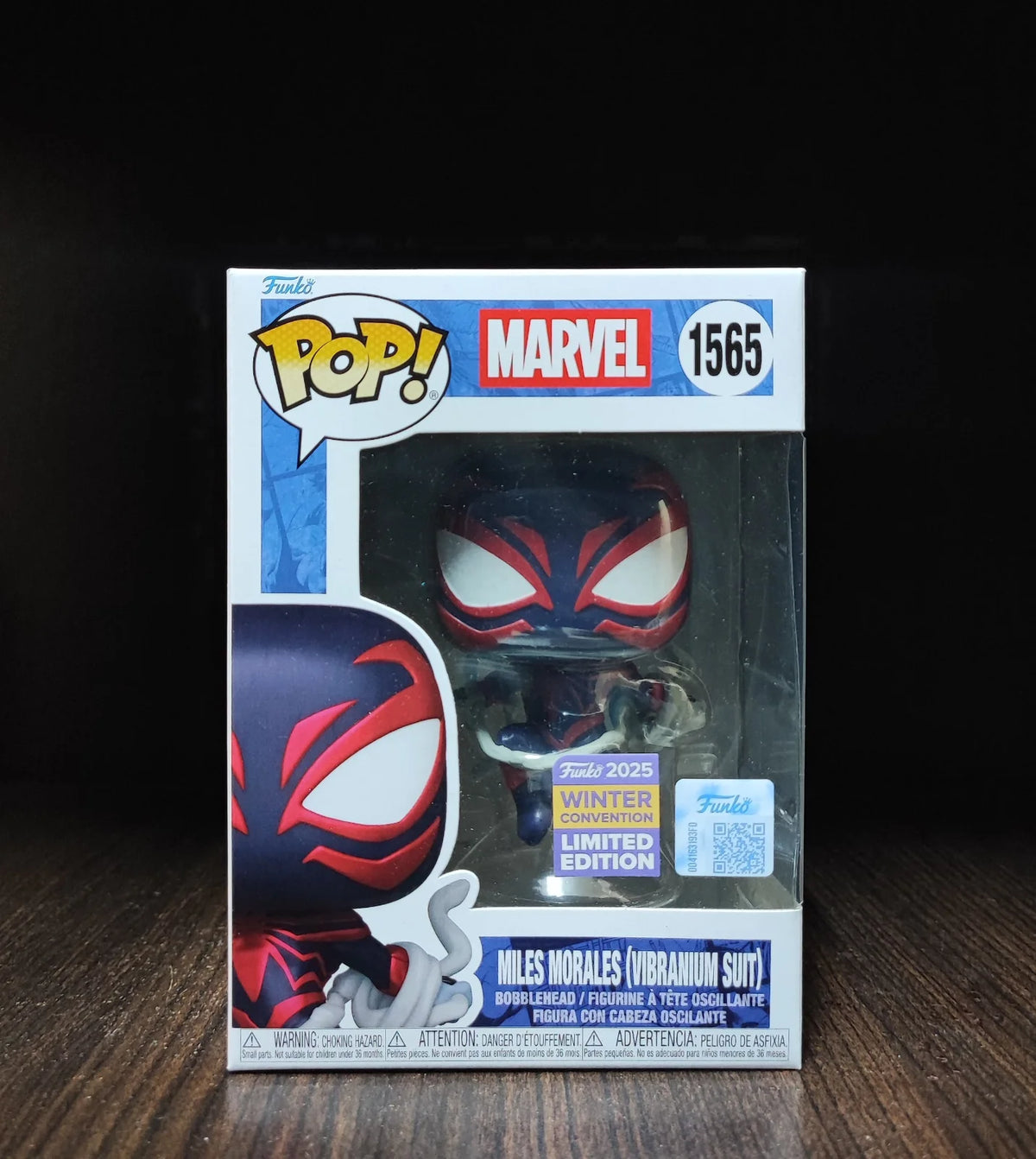 Funko Pop! Marvel: Miles Morales (Vibranium Suit) ,#1565 - Funko 2025 Winter Convention, Limited Edition