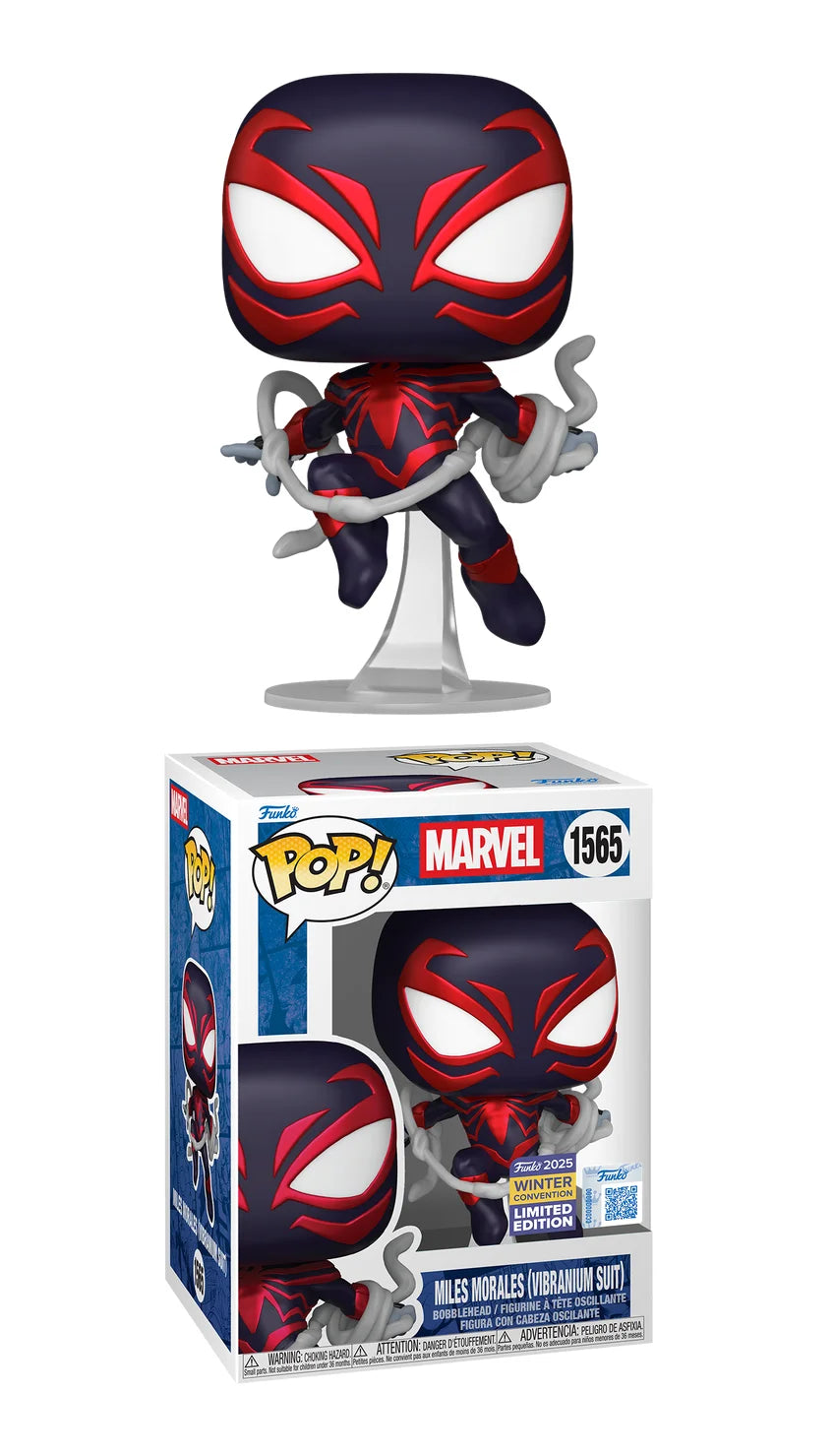Funko Pop! Marvel: Miles Morales (Vibranium Suit) ,#1565 - Funko 2025 Winter Convention, Limited Edition