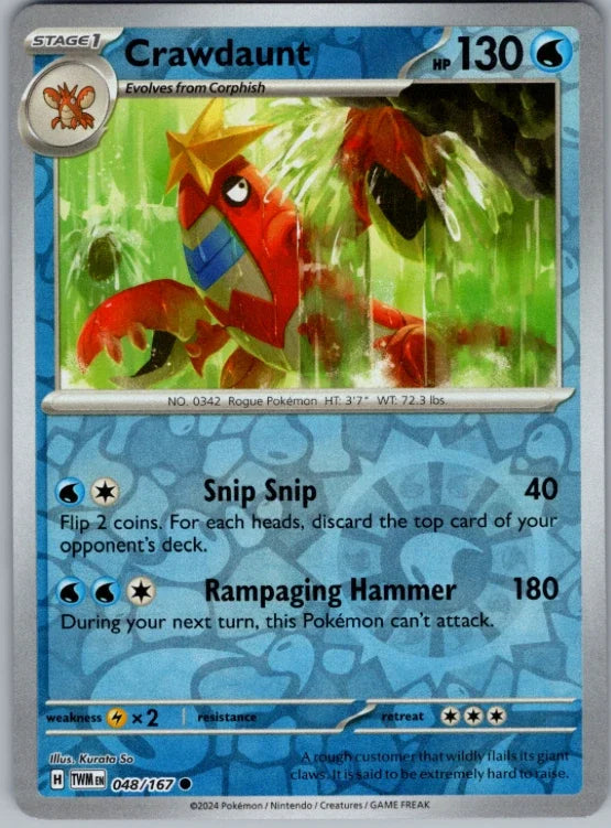 Crawdaunt 048/167 · Reverse Holofoil (Twilight Masquerade)