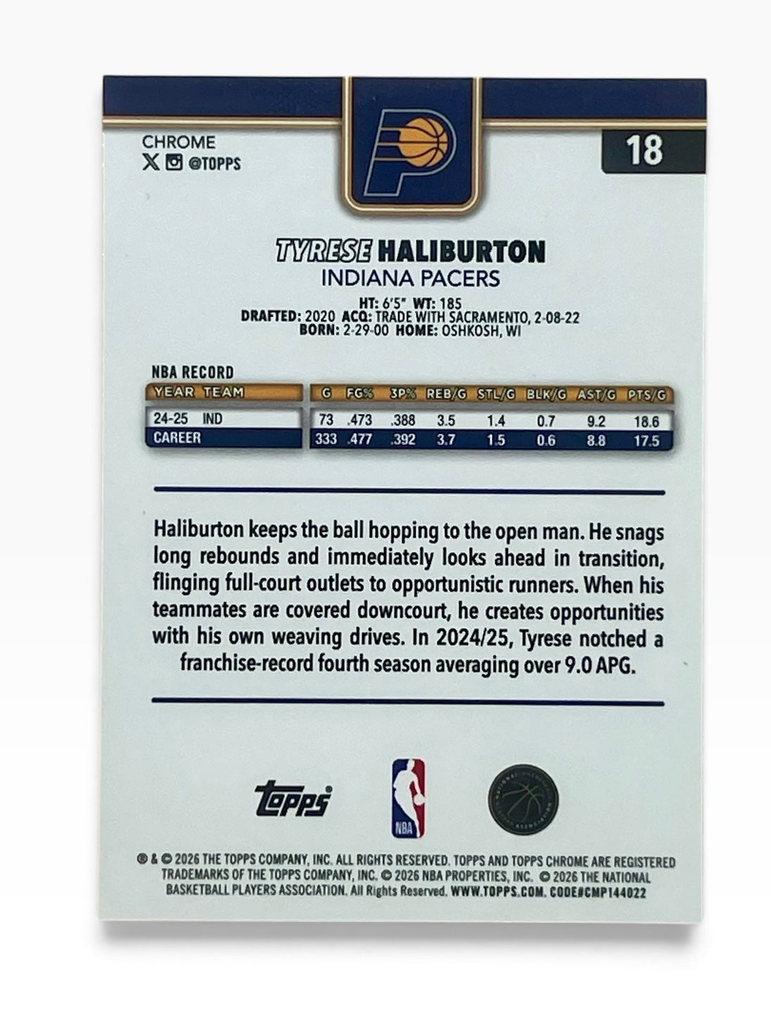2025-26 Topps Chrome Update Tyrese Haliburton Ray Wave