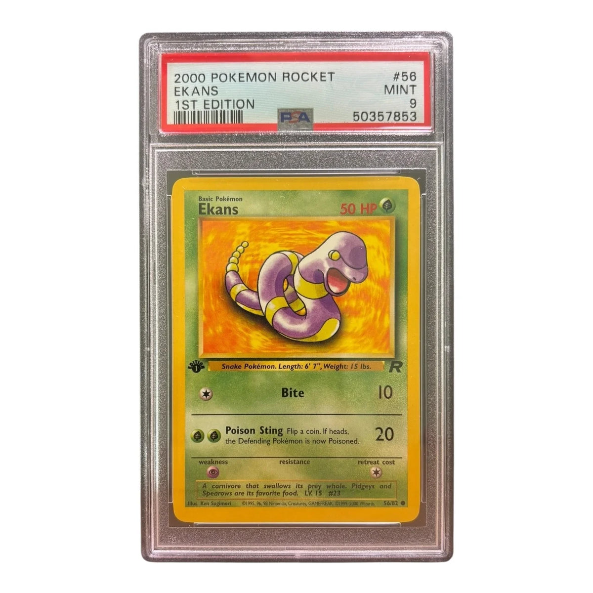 Ekans 56 · 1st Edition (Team Rocket) — PSA 9