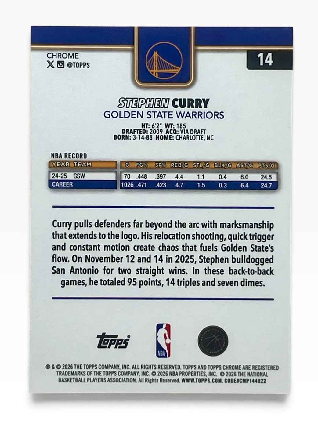 2025-26 Topps Chrome Update Stephen Curry Ray Wave