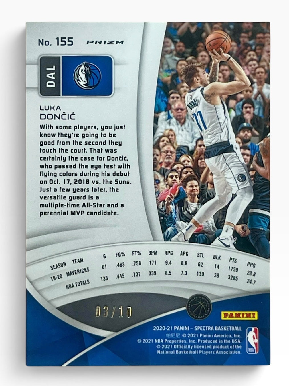 2020-21 Spectra Luka Doncic Asia Gold /10
