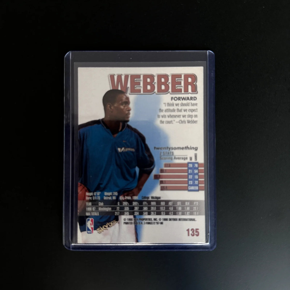 Chris  Webber  Z Force Skybox 1998 Nba Card