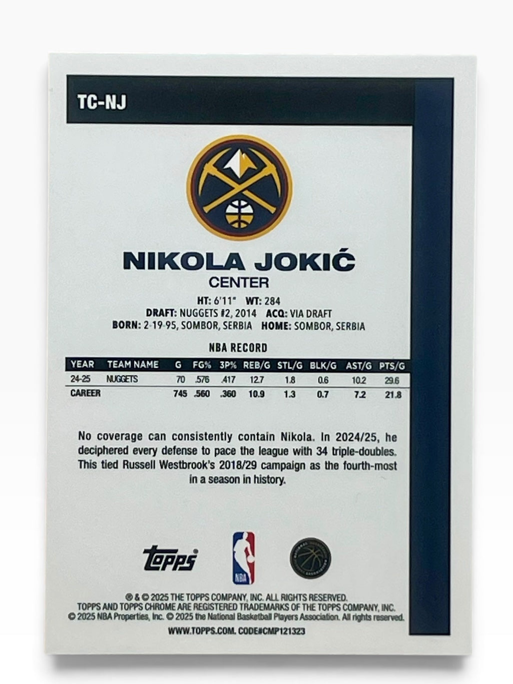 2025-26 Topps Nikola Jokic 45th Anniversary Chrome