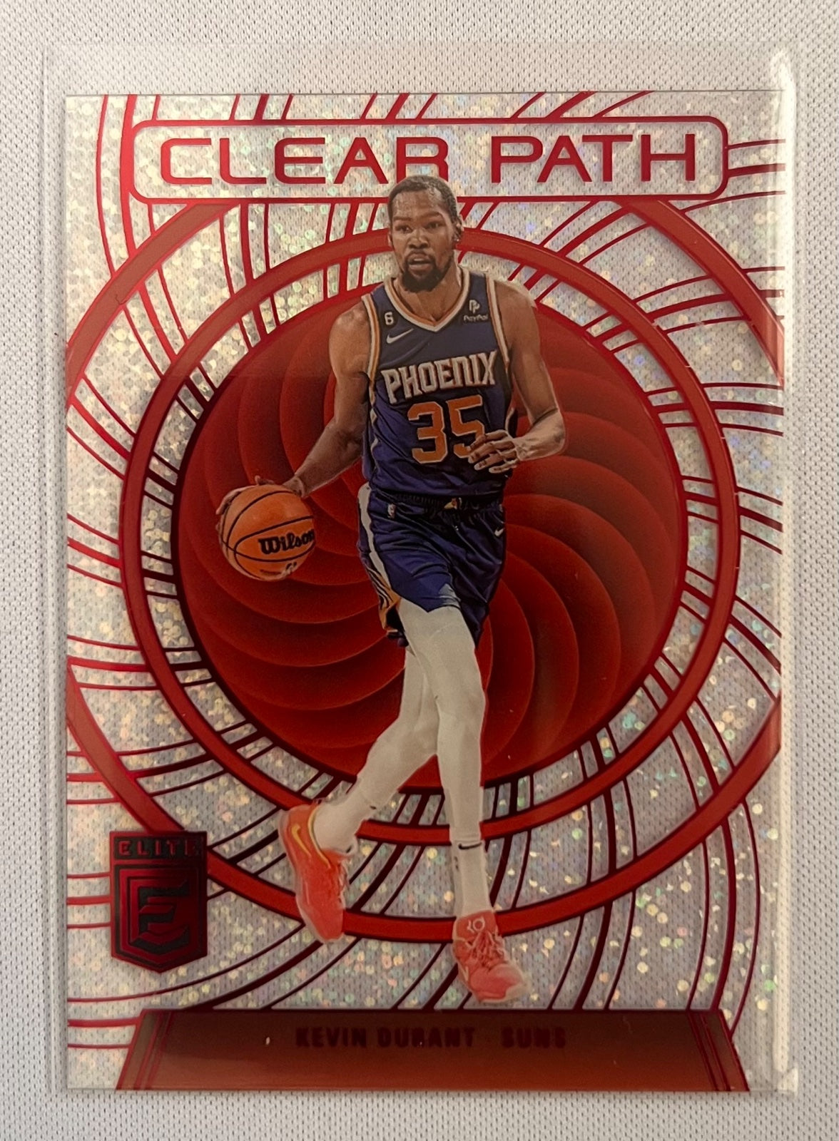 Kevin Durant WHITE SPARKLE PRIZM CLEAR CARD ASIA SSP  2023 Elite CLEAR PATH Suns