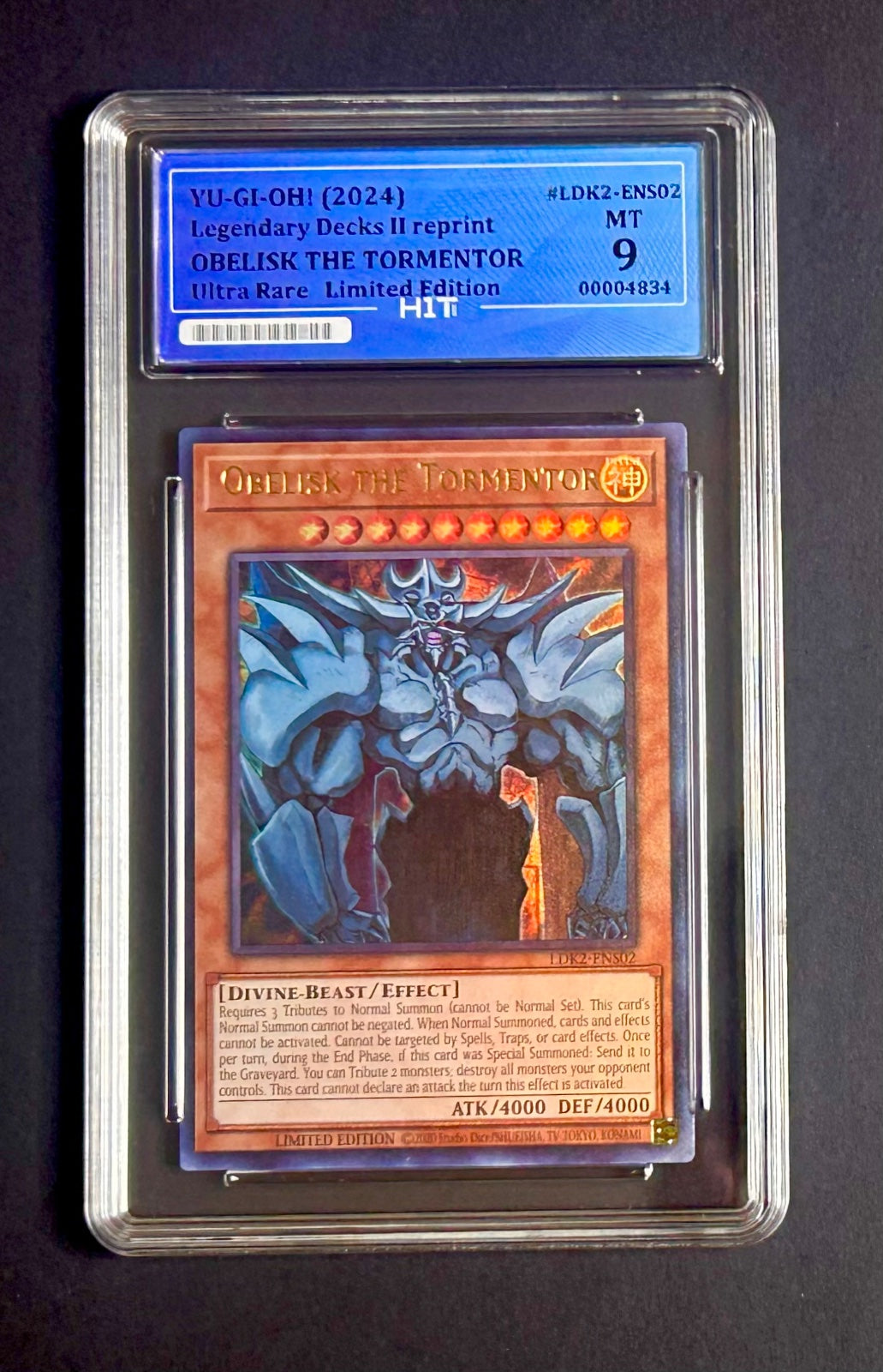 2024 OBELISK THE TORMENTOR - Ultra Rare LDK2-ENS02 (HIT Grade 9)