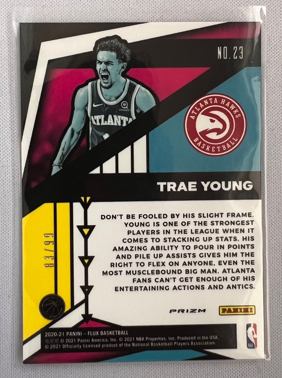 2020-21 Panini Flux Appeal Trae Young Blue Prizm /99 #23 NM