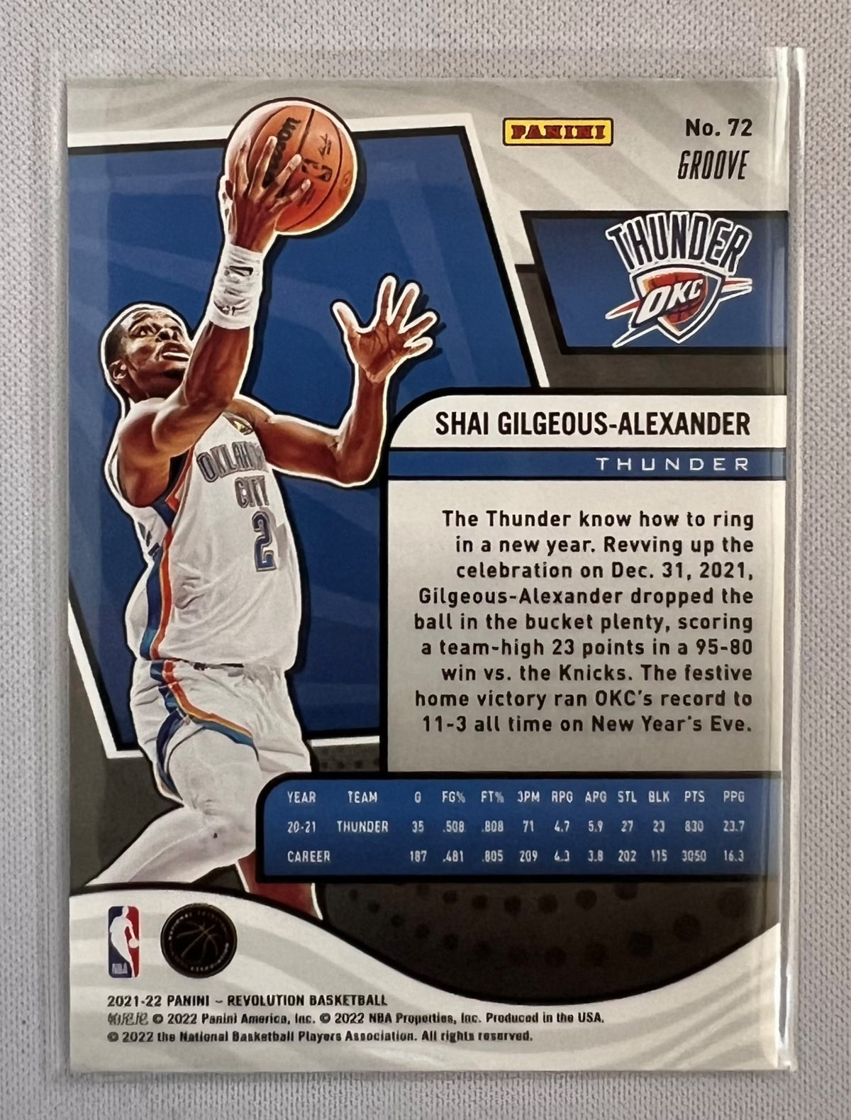 2021-22 Revolution SHAI GILGEOUS-ALEXANDER #72 Groove Parallel OKC Thunder