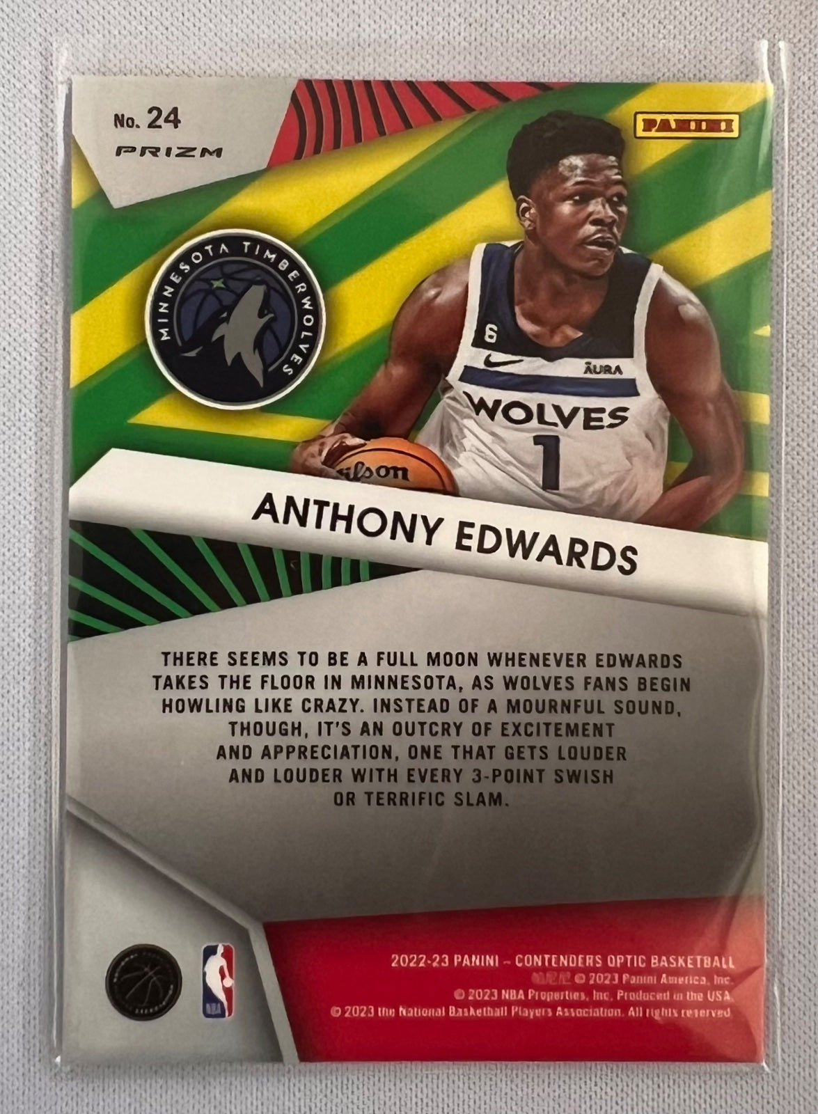 2022 Contenders Optic Illusion Red Cracked Ice Prizm Anthony Edwards