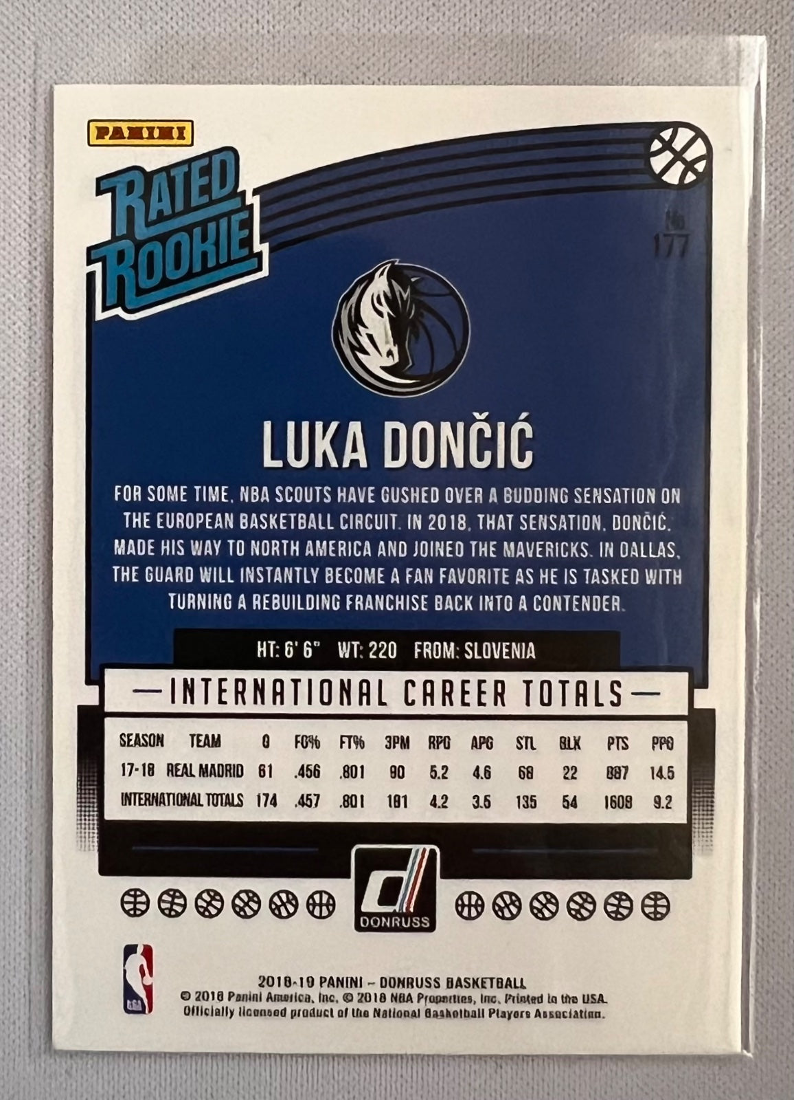 2018-19 Donruss Luka Doncic RC 177 Dallas Mavericks