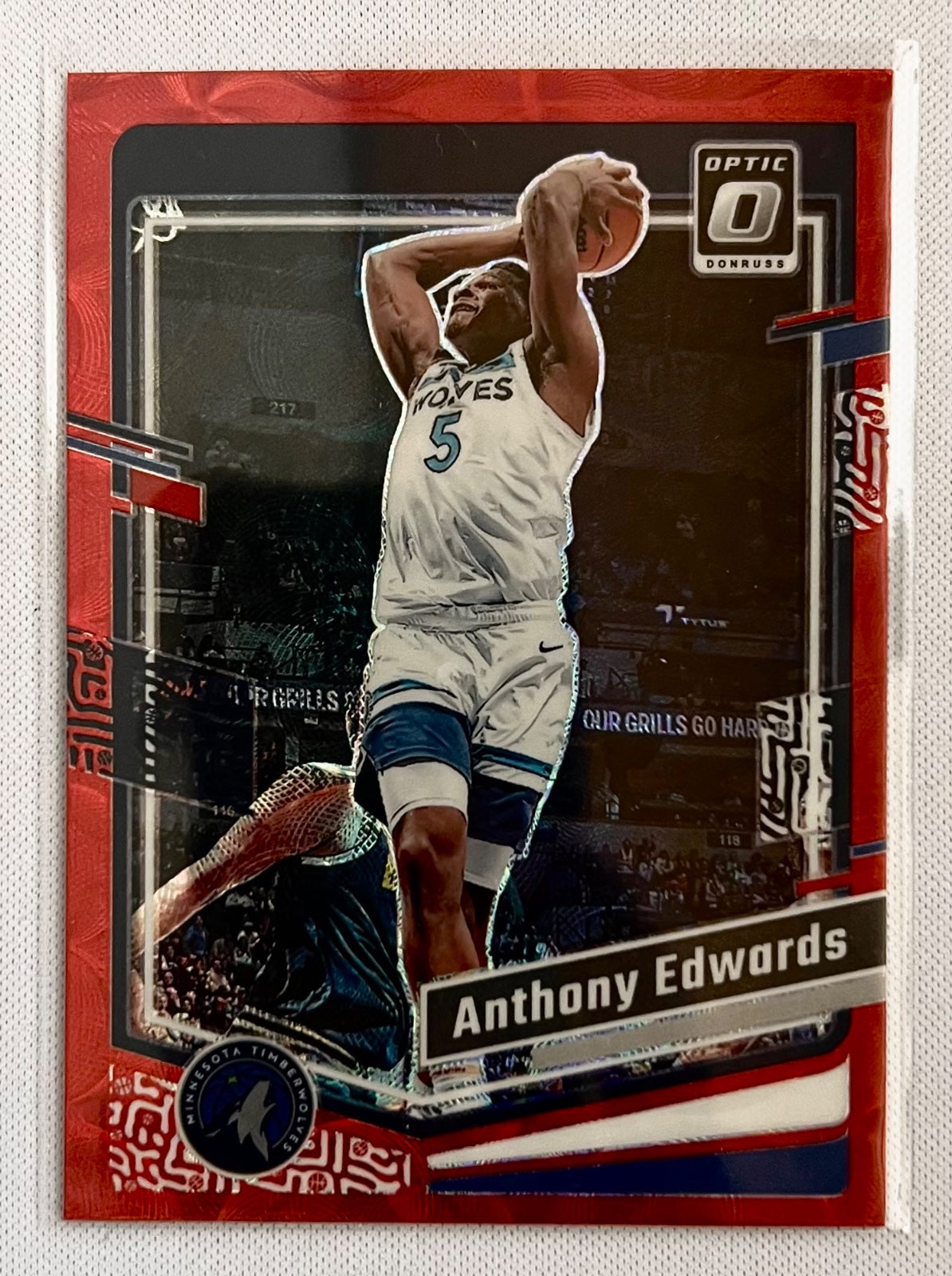 2023 Donruss Optic ANTHONY EDWARDS International Red Scope Prizm Timberwolves