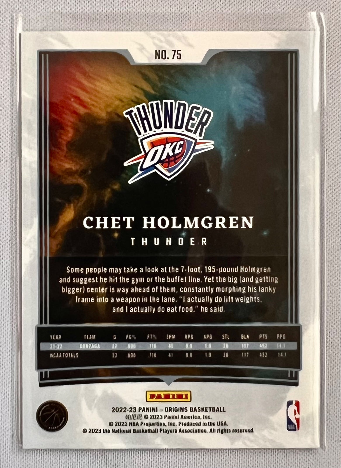 2022-23 Panini Origins - Chet Holmgren #75 Maroon /60 (RC) OKC Thunder