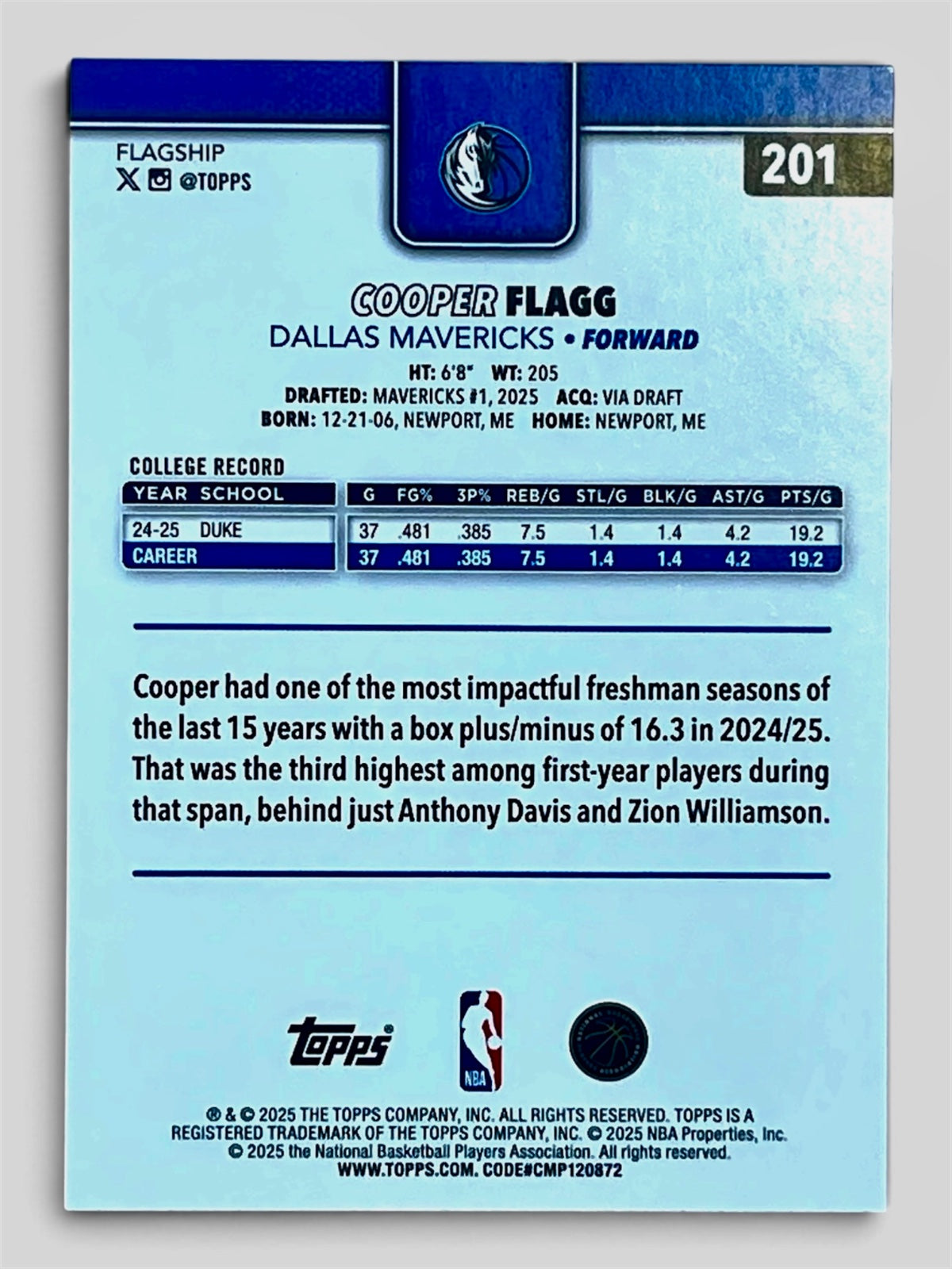 2025-26 Topps Flagship Cooper Flagg