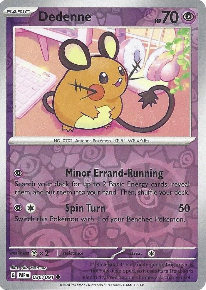 Dedenne 036/091 · Reverse Holofoil (Paldean Fates)