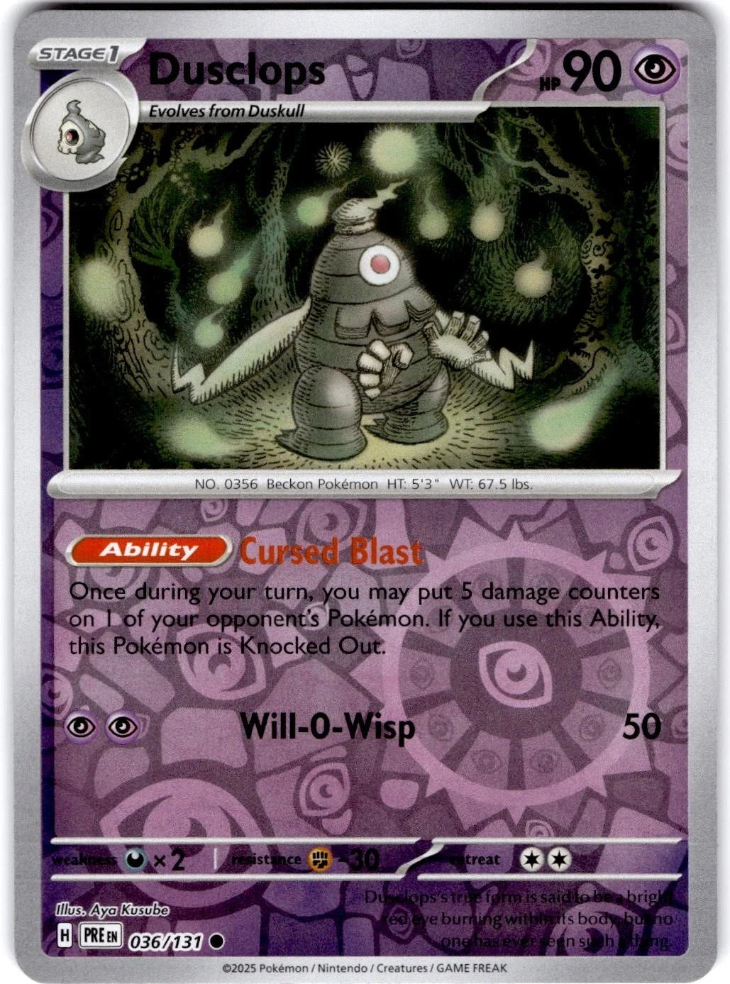 Dusclops 036/131 · Reverse Holofoil (Prismatic Evolutions)
