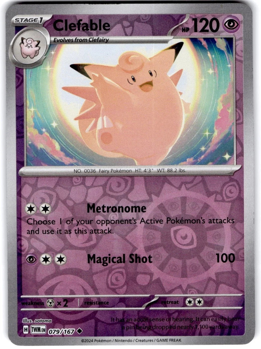 Clefable 079/167 · Reverse Holofoil (Twilight Masquerade)