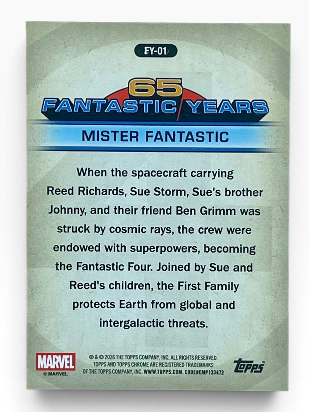 2026 Topps Chrome Marvel Mister Fantastic 65 Fantastic Years