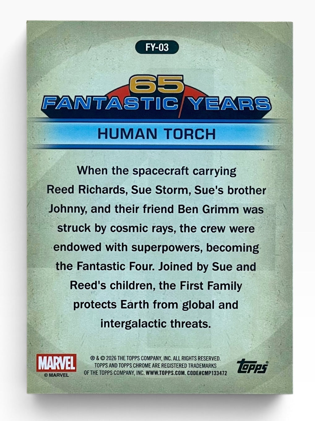 2026 Topps Chrome Marvel Human Torch 65 Fantastic Years